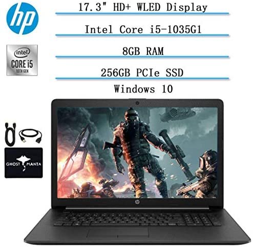 2020 Newest HP 17.3" HD+ Screen Laptop Computer, Intel Quad-Core i5-1035G1 (Up to 3.60GHz, Beat i7-8550U), 8GB DDR4 RAM, 256GB PCIe SSD, Webcam, DVD-RW, HDMI, WiFi, Bluetooth, Win10, w/GM Accessories