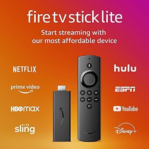 Fire TV Stick Lite with Alexa Voice Remote Lite (no TV controls), HD streaming device