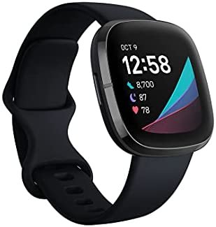 Fitbit Sense Advanced Smartwatch with Tools for Heart Health, Stress Management & Skin Temperature Trends, Carbon/Graphite, One Size (S & L Bands Included)