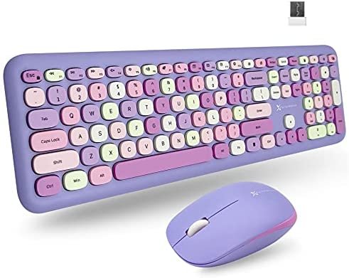 X9 Performance Colorful Keyboard and Mouse Combo - 2.4G Wireless Connectivity - Transform Your Space with a Cute Wireless Keyboard and Mouse Set (110 Keys/18 Shortcuts) - for PC and Chrome - Purple