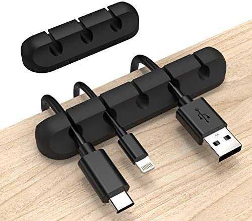 INCHOR Cord Organizer, Cable Clips Cord Holder, Cable Management USB Cable Power Wire Cord Clips, 2 Packs Cable Organizers for Car Home and Office (5, 3 Slots)